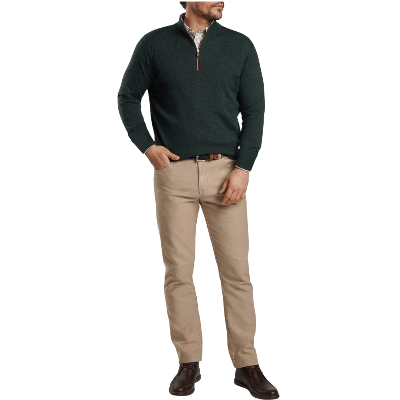 Peter Millar Men's Autumn Crest Suede Trim Quarter-Zip - Pullovers - SwagWear