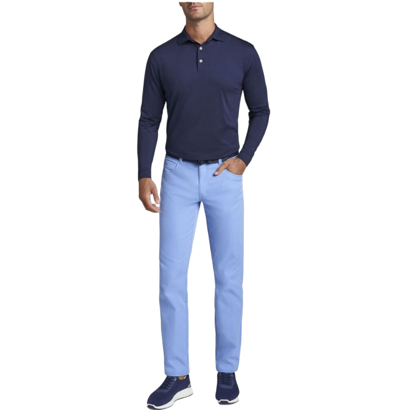 Peter Millar Men's Solid Performance Long-Sleeve Jersey Polo