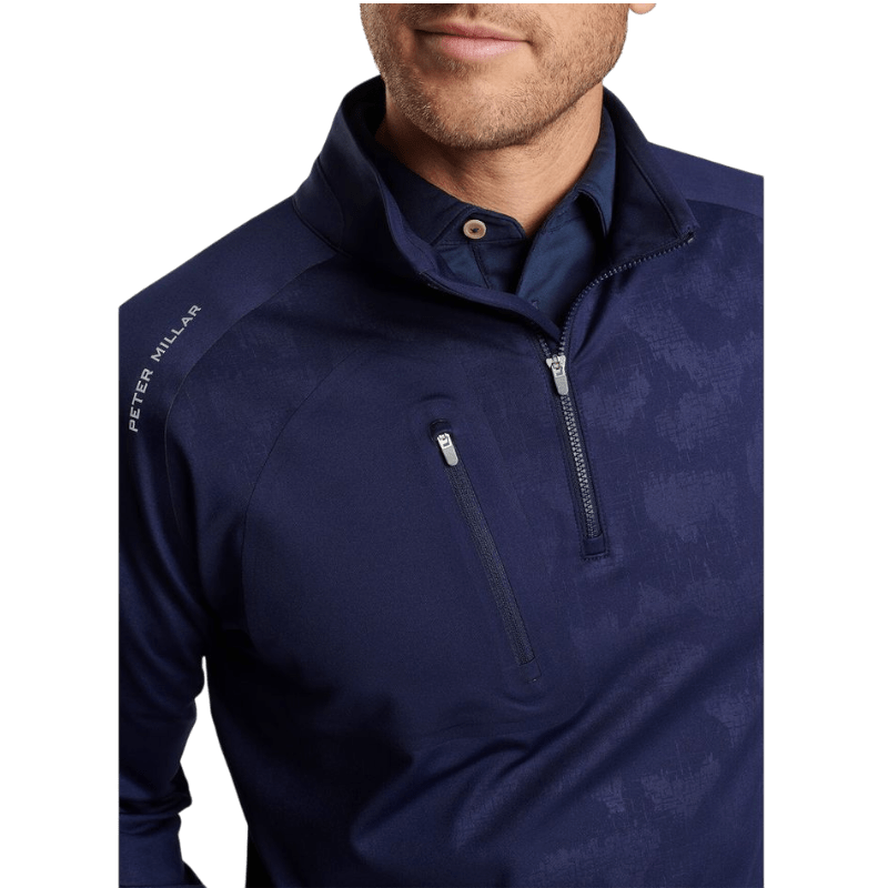 Peter Millar Men's Verge Windowpane Camo Performance Quarter-Zip - Pullovers - SwagWear