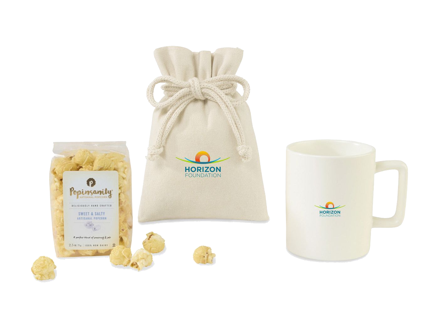 Poppinsanity Artisanal Popcorn Mug Stuffer - Matte White - Food Gift Sets