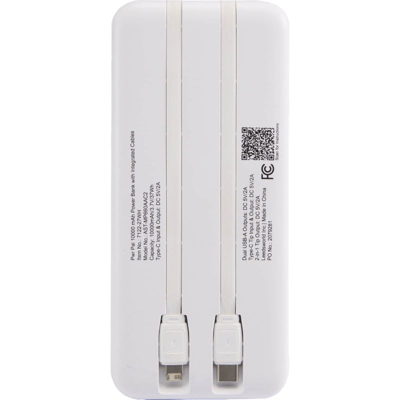 Pwr Pal 10000 mAh Power Bank with Integrated Cable - Wireless Power Banks - SwagWear