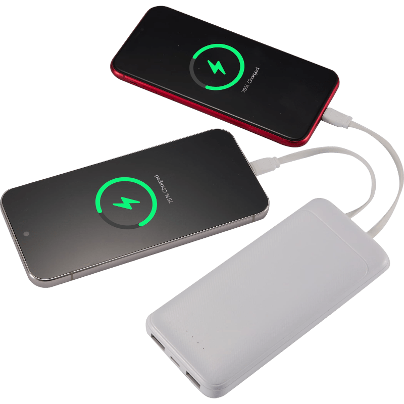 Pwr Pal 10000 mAh Power Bank with Integrated Cable - Wireless Power Banks - SwagWear