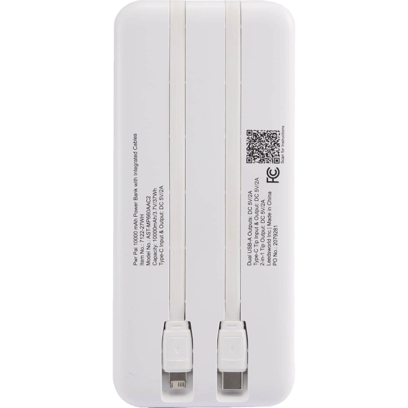 Pwr Pal 10000 mAh Power Bank with Integrated Cable - Wireless Power Banks - SwagWear