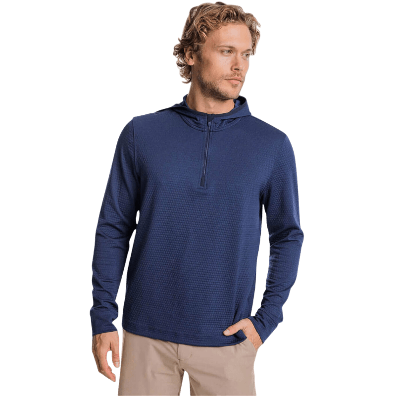 Southern Tide Men's Scuttle Heather Performance Quarter-Zip Hoodie - Pullovers - SwagWear