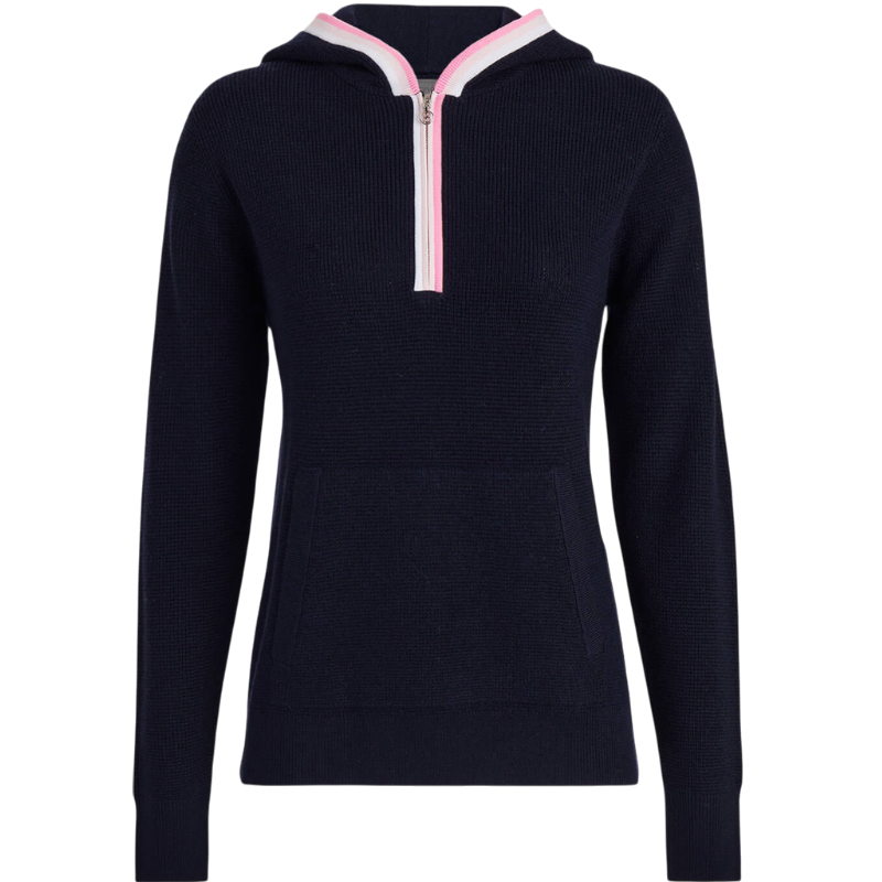 G/FORE Women's Waffle Stitch Merino Wool Hooded Quarter-Zip Sweater