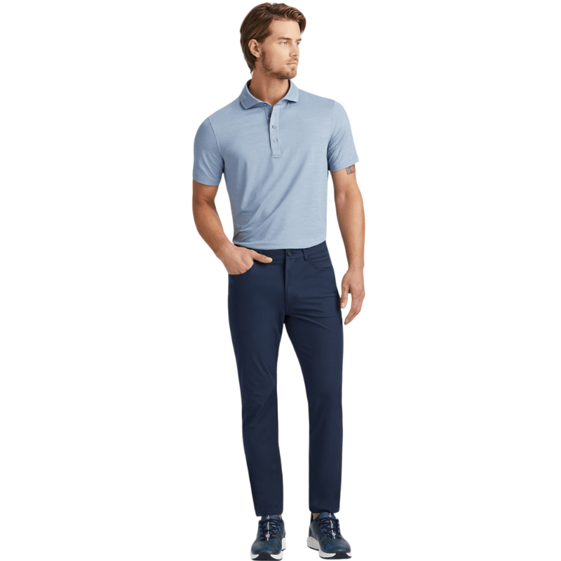 G/FORE Men's Rib Gusset Melange Ice Nylon Polo