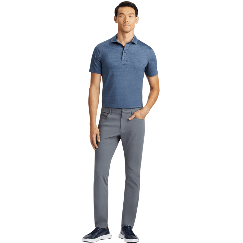 G/FORE Men's Rib Gusset Melange Ice Nylon Polo