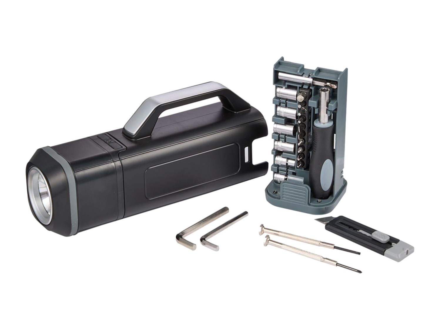 Tool Set With Rechargeable LED Flashlight - Black - Flashlights