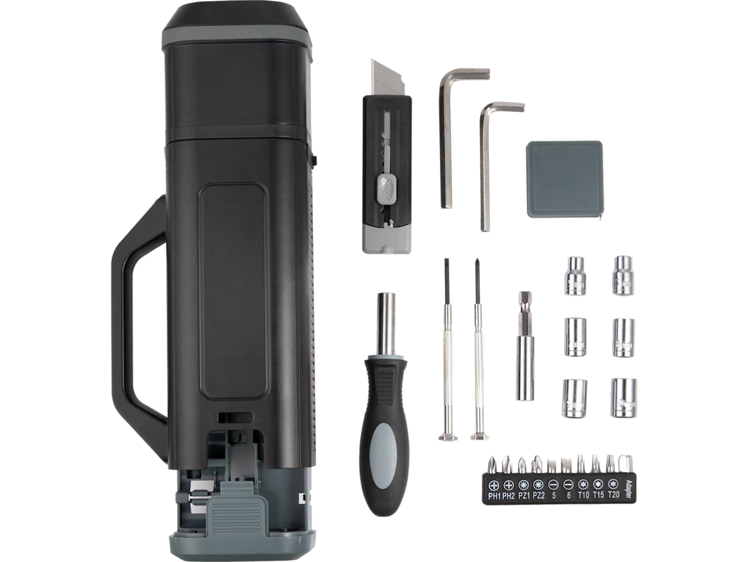Tool Set With Rechargeable LED Flashlight - Black - Flashlights