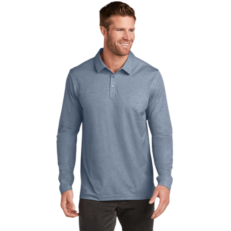TravisMathew Oceanside Heather Long Sleeve Polo - Long - Sleeved Polos - SwagWear