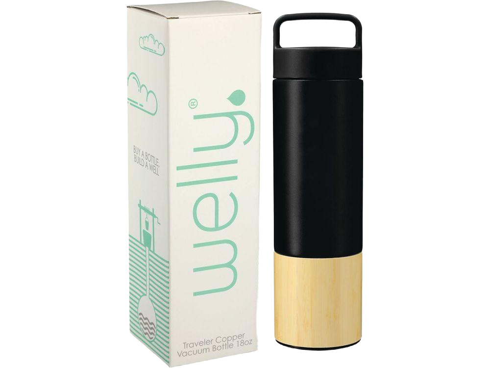 Welly® Traveler Copper Vacuum Bottle 18oz w/ GB - Black / 18oz - Travel Tumblers
