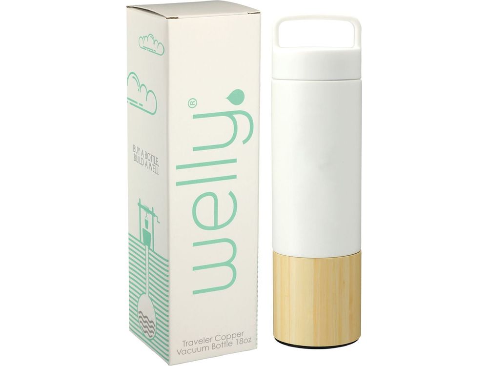 Welly® Traveler Copper Vacuum Bottle 18oz w/ GB - White / 18oz - Travel Tumblers