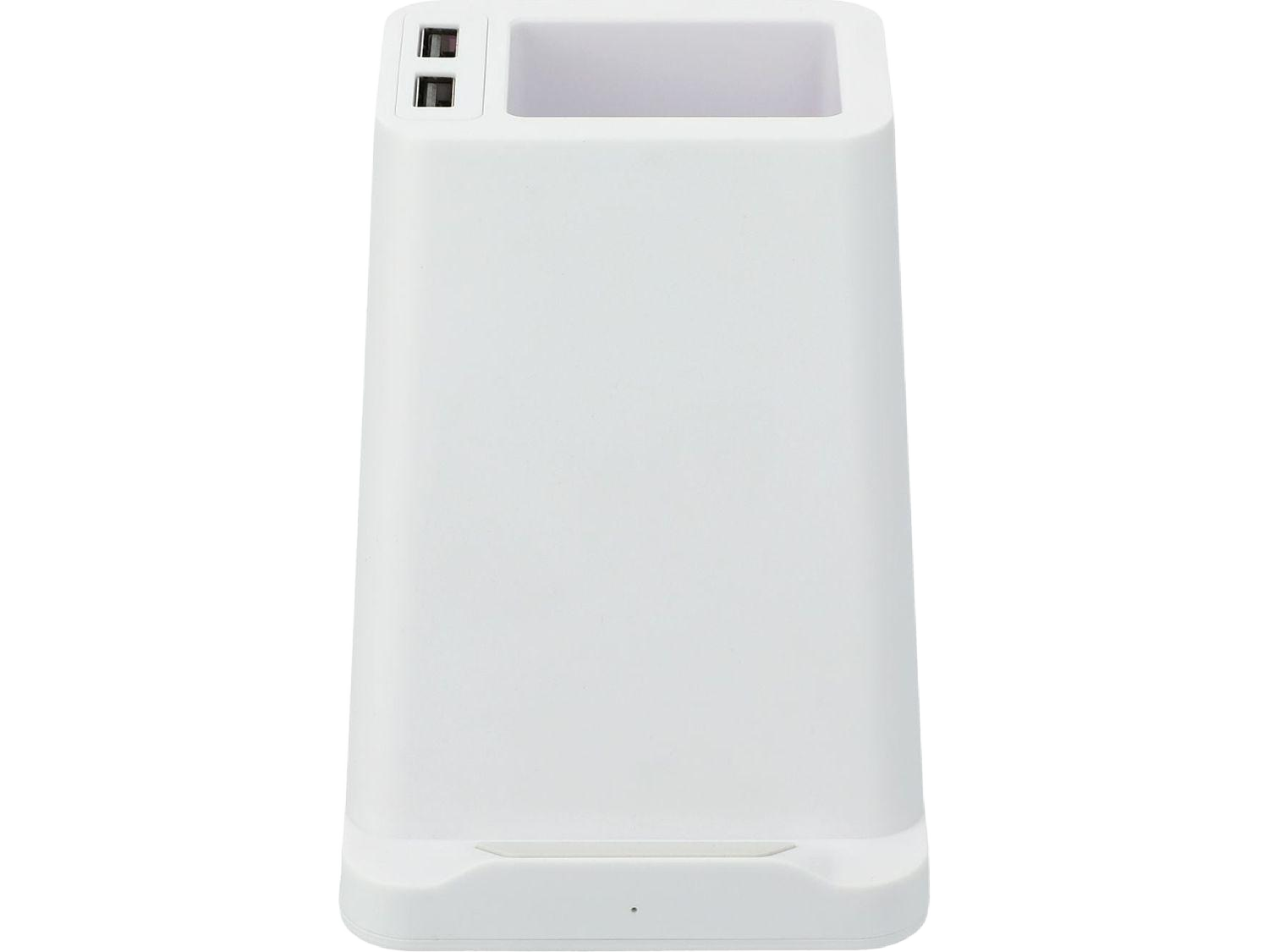 Wireless Charging Pen Holder w/ Dual Outputs - White - Charging Stands