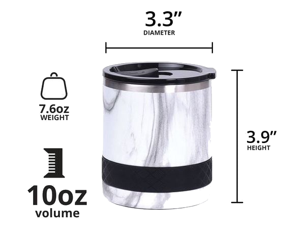 Elemental Recess 10oz Rocks Tumbler - White Marble