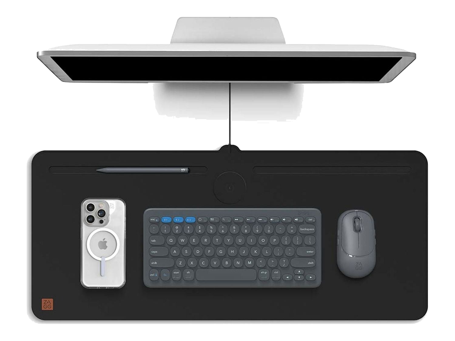 Zagg Desk Mat with Wireless Charging - Black - Charging Pads