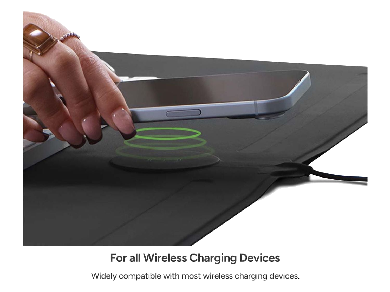 Zagg Desk Mat with Wireless Charging - Black - Charging Pads