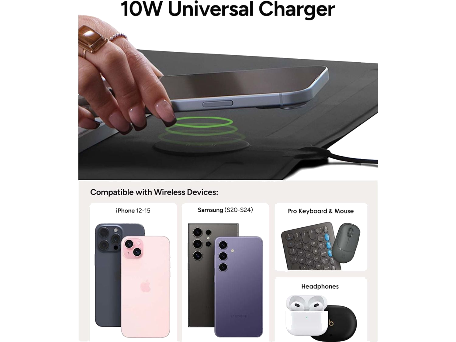 Zagg Desk Mat with Wireless Charging - Black - Charging Pads