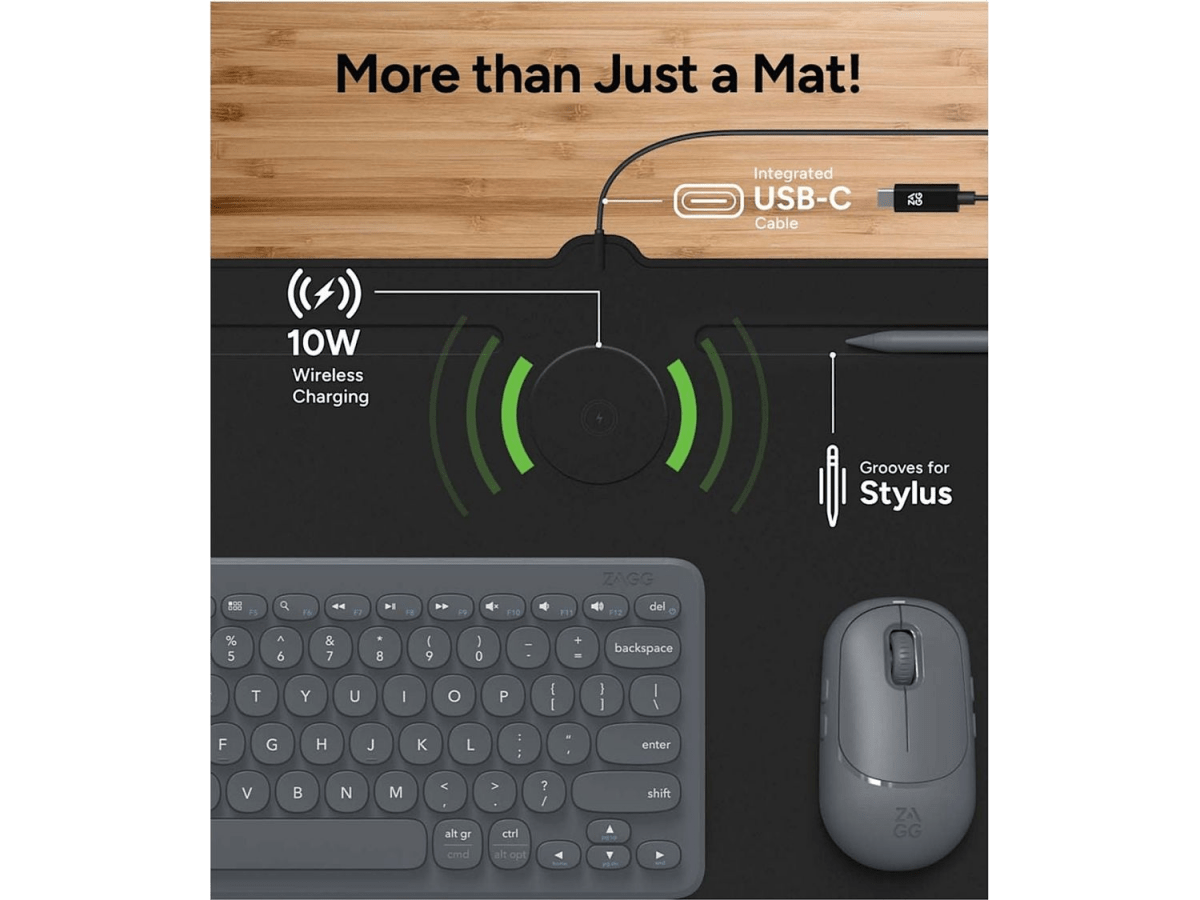 Zagg Desk Mat with Wireless Charging - Charging Pads - SwagWear