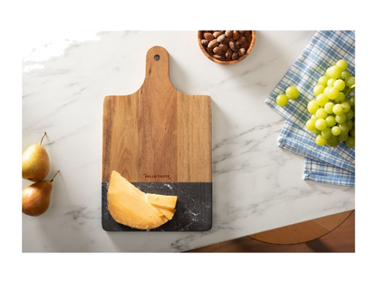 Black Marble and Wood Cutting Board