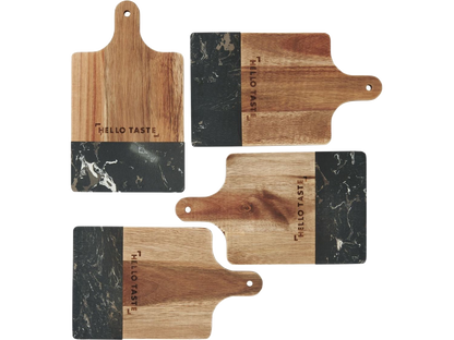 Black Marble and Wood Cutting Board
