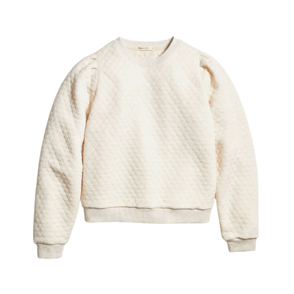 Marine Layer Women's Corbet Quilted Puff Sleeve Crewneck