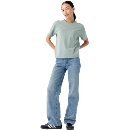 Woman wearing black tee with white background |Color:Jet Black