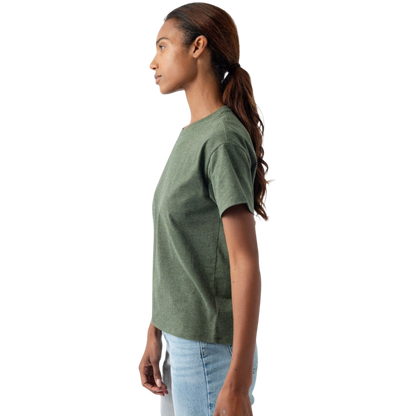 Woman wearing black tee with white background |Color:Jet Black