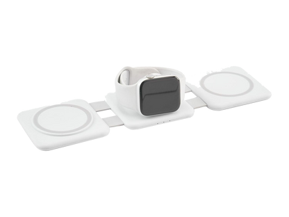 3-in-1 Power Fold 15W MagClick™ Wireless Chargers - White - Wireless Power Banks