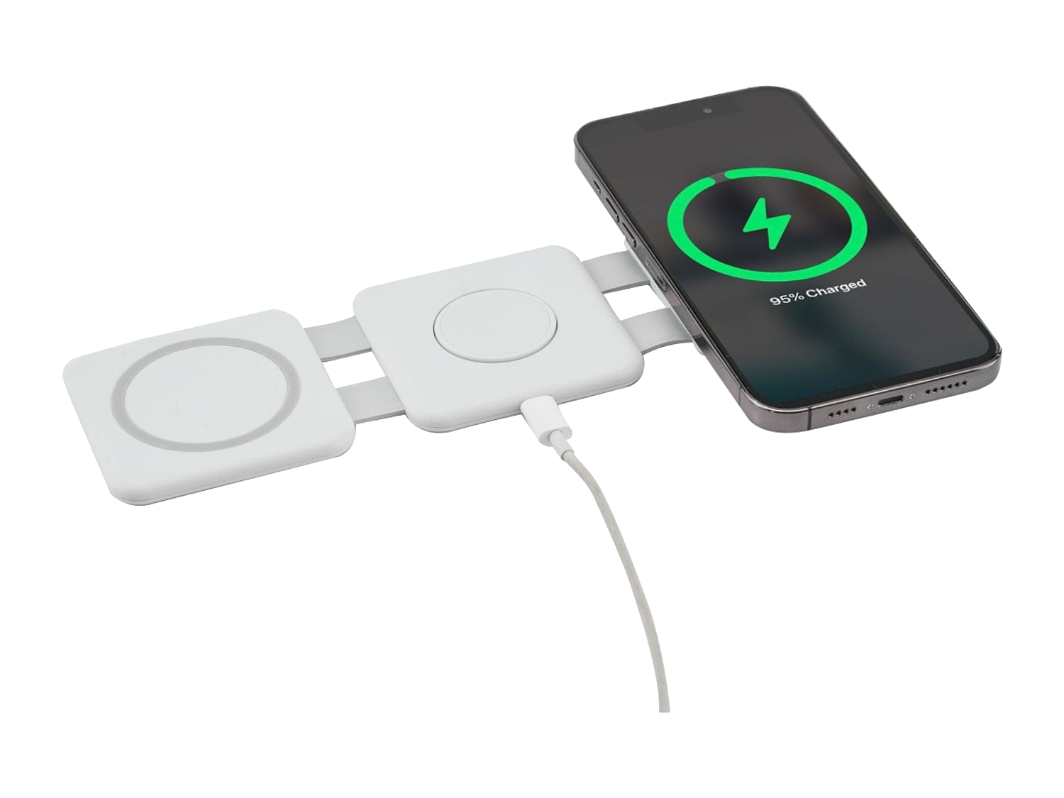 3-in-1 Power Fold 15W MagClick™ Wireless Chargers - White - Wireless Power Banks