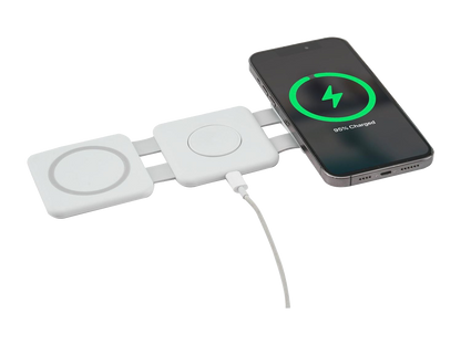 3-in-1 Power Fold 15W MagClick™ Wireless Chargers - White - Wireless Power Banks