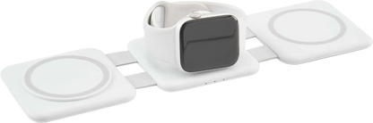 3-in-1 Power Fold 15W MagClick™ Wireless Chargers - White - Wireless Power Banks