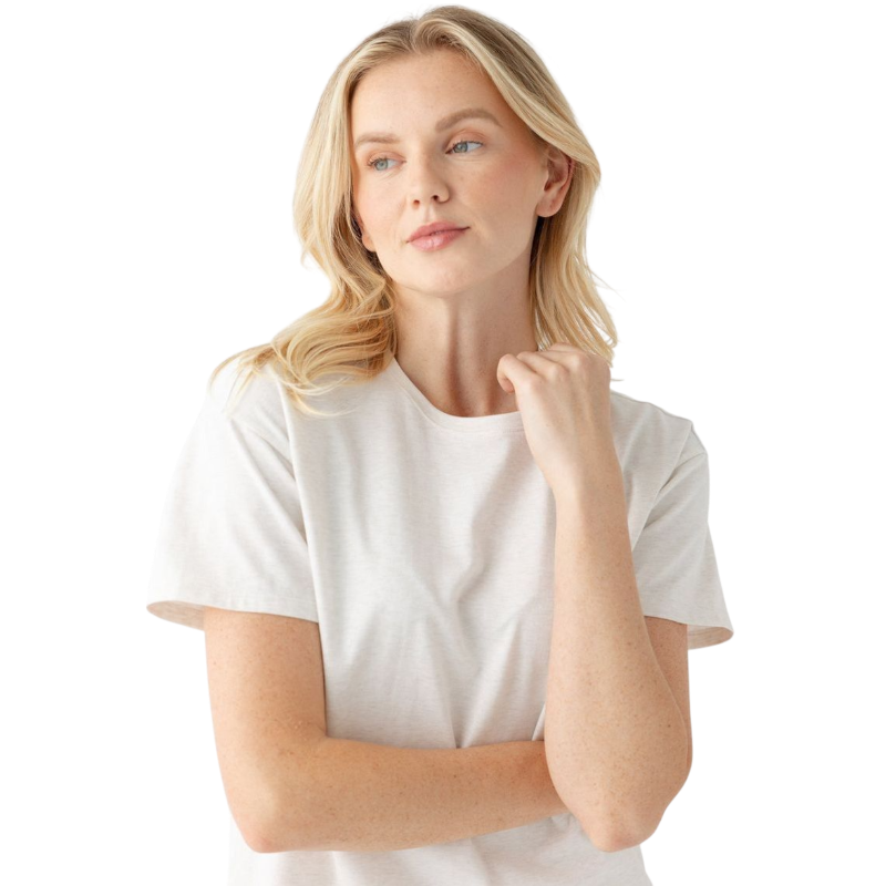 Woman wearing black tee with white background |Color:Jet Black