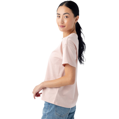 Woman wearing black tee with white background |Color:Jet Black