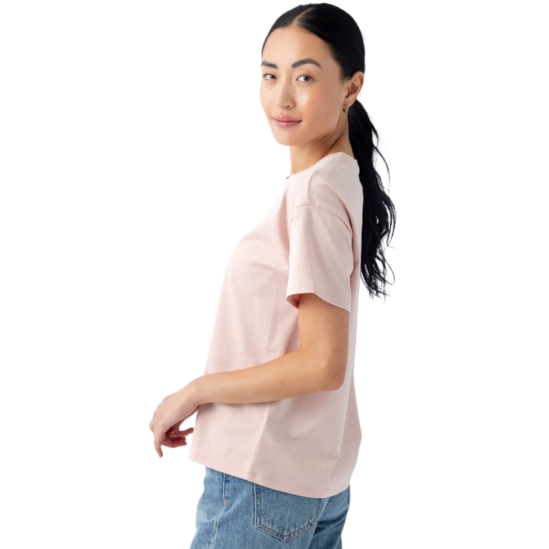 Woman wearing black tee with white background |Color:Jet Black