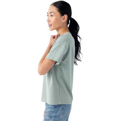 Woman wearing black tee with white background |Color:Jet Black