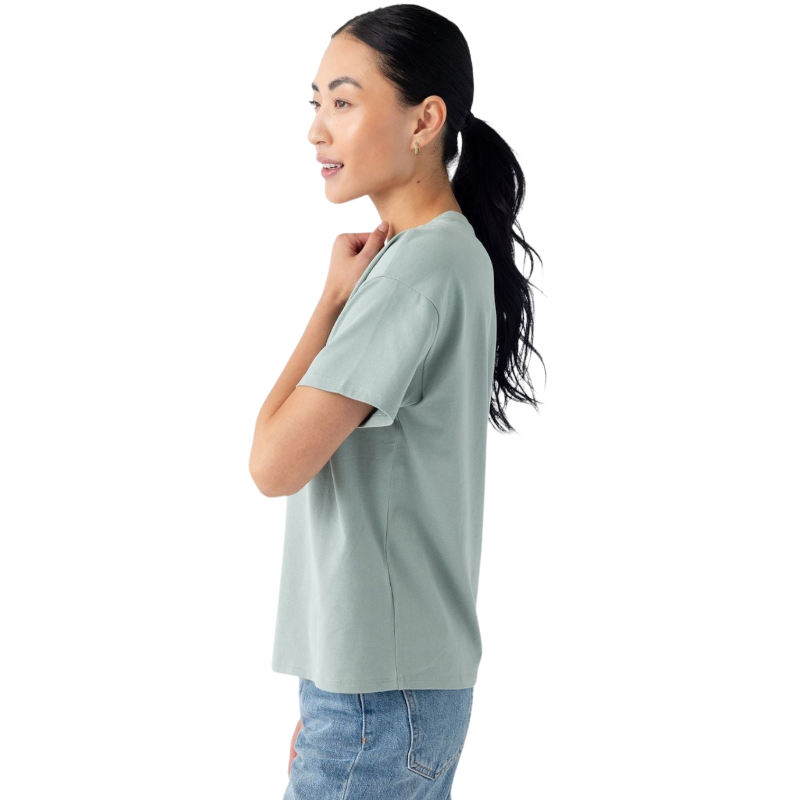 Woman wearing black tee with white background |Color:Jet Black