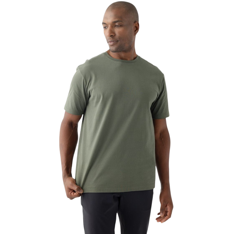 Man in olive tee with white background |Color:Olive