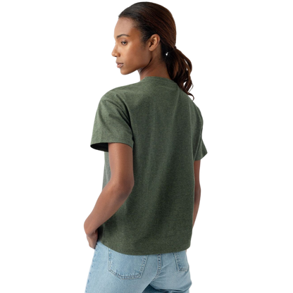 Woman wearing black tee with white background |Color:Jet Black