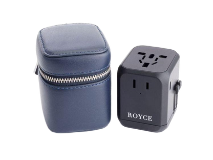 Royce International Travel Adapter and Leather Case