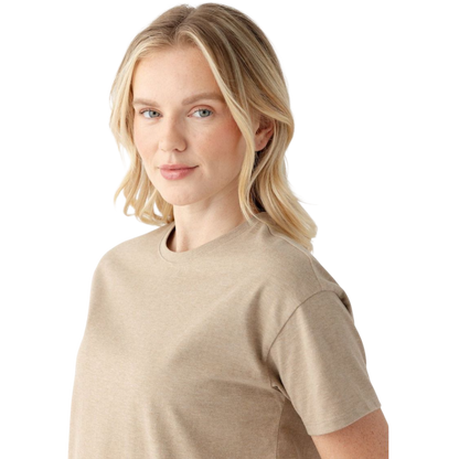 Woman wearing black tee with white background |Color:Jet Black