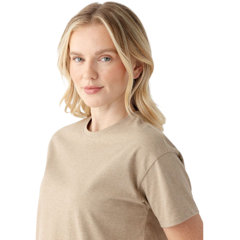 Woman wearing black tee with white background |Color:Jet Black