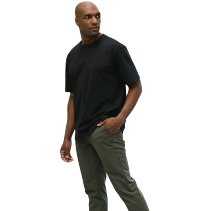 Man in olive tee with white background |Color:Olive