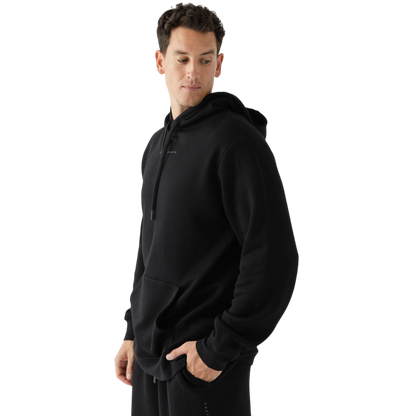 Man wearing black cityscape hoodie with white background |Color:Black