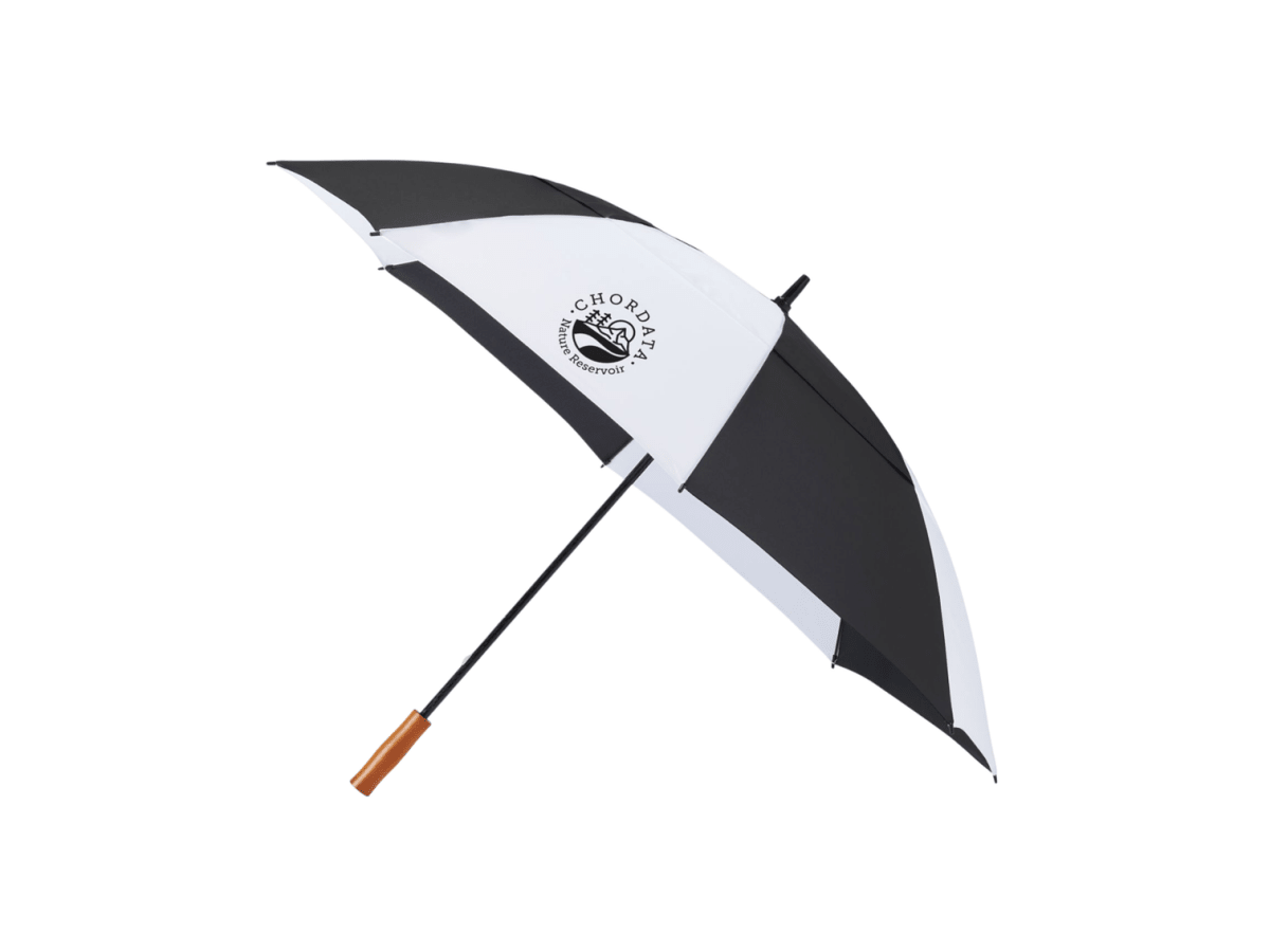 58" Recycled Golf Umbrella with Wooden Handle - Golf Umbrellas - SwagWear