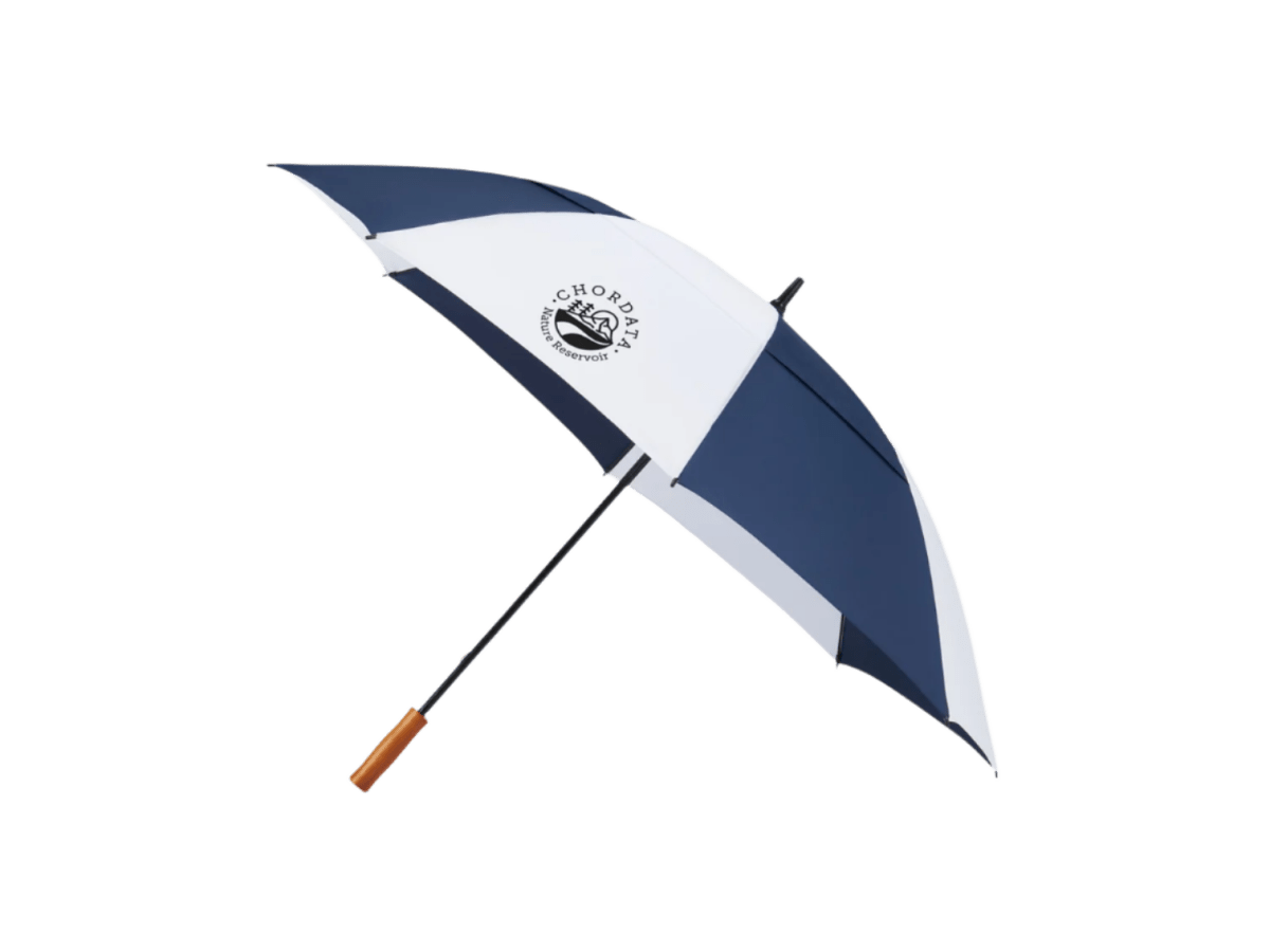 58" Recycled Golf Umbrella with Wooden Handle - Golf Umbrellas - SwagWear