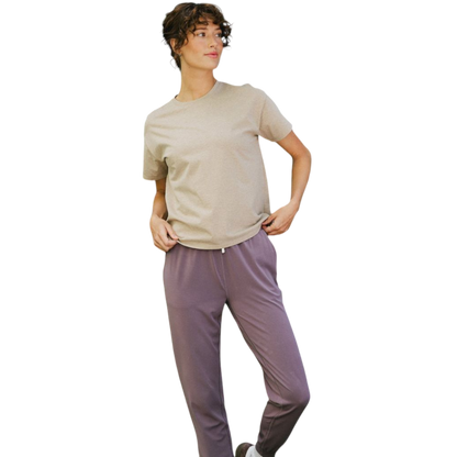 Woman wearing black tee with white background |Color:Jet Black