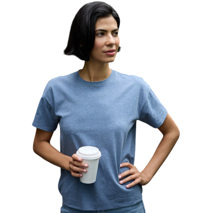 Woman wearing black tee with white background |Color:Jet Black