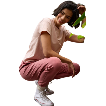 Woman wearing black tee with white background |Color:Jet Black