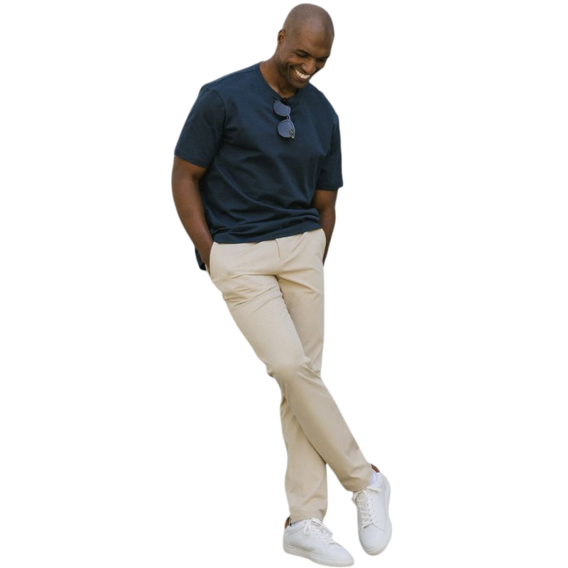 Man in olive tee with white background |Color:Olive