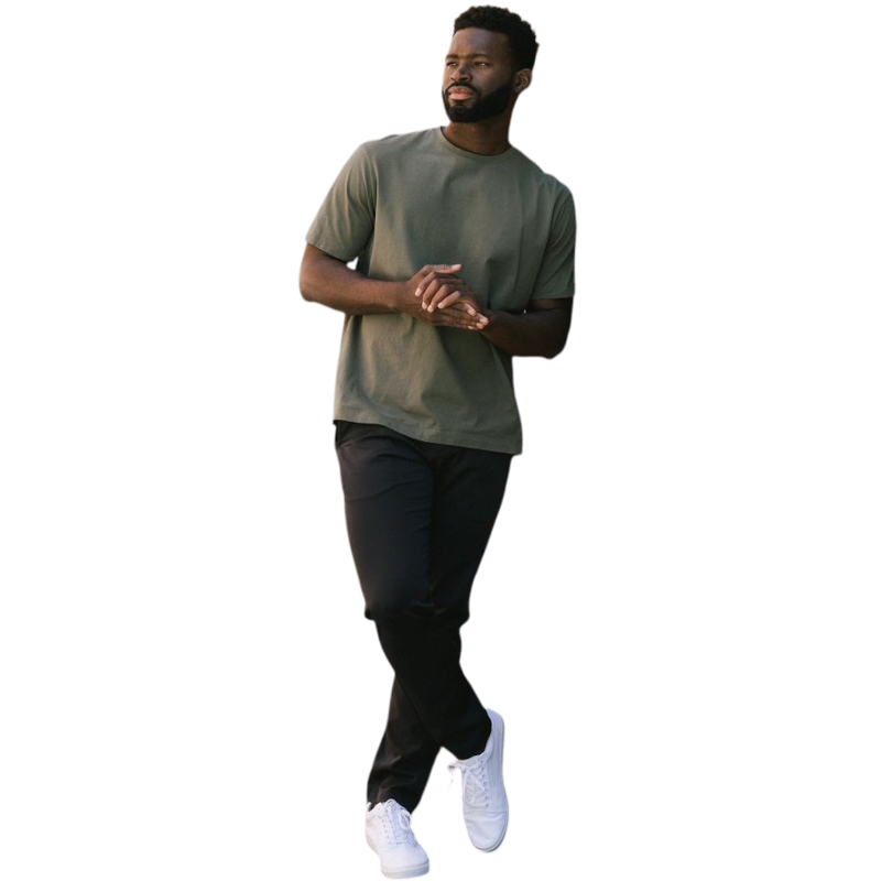 Man in olive tee with white background |Color:Olive